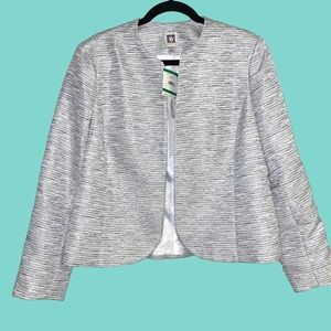 Anne Klein NEW w tags! metallic grey and silver marled jacket, lightweight, LG